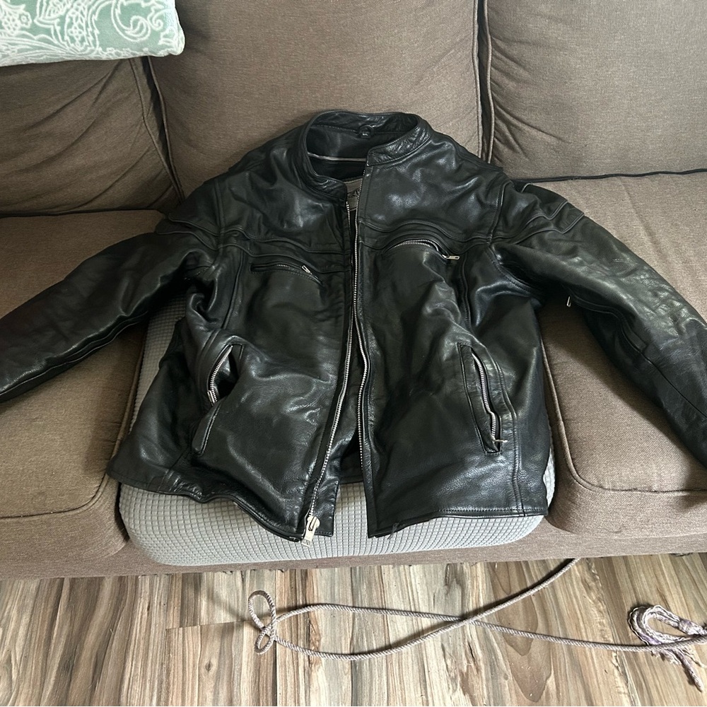 Unik heavy Black Leather motorcycle Jacket